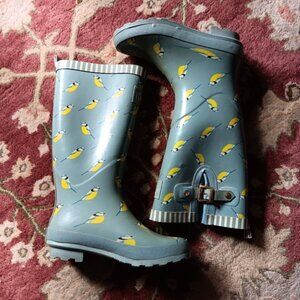 POSH WELLIES Blue Bird 🐦 Print Rubber Boots 37 7